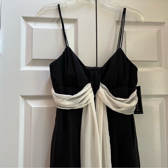 Connected Appeal – Flowing Black Spaghetti Strap After 5 Dress w/Off White Waist - Picture 6 of 15